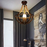 Halvsfärisk Metallram Svart Vintage Hängande Lampa